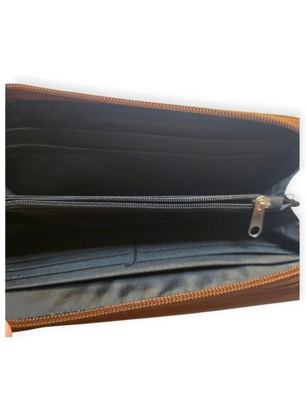 Nautica Brown Faux Leather RFID Zip Around Wallet Card Holder